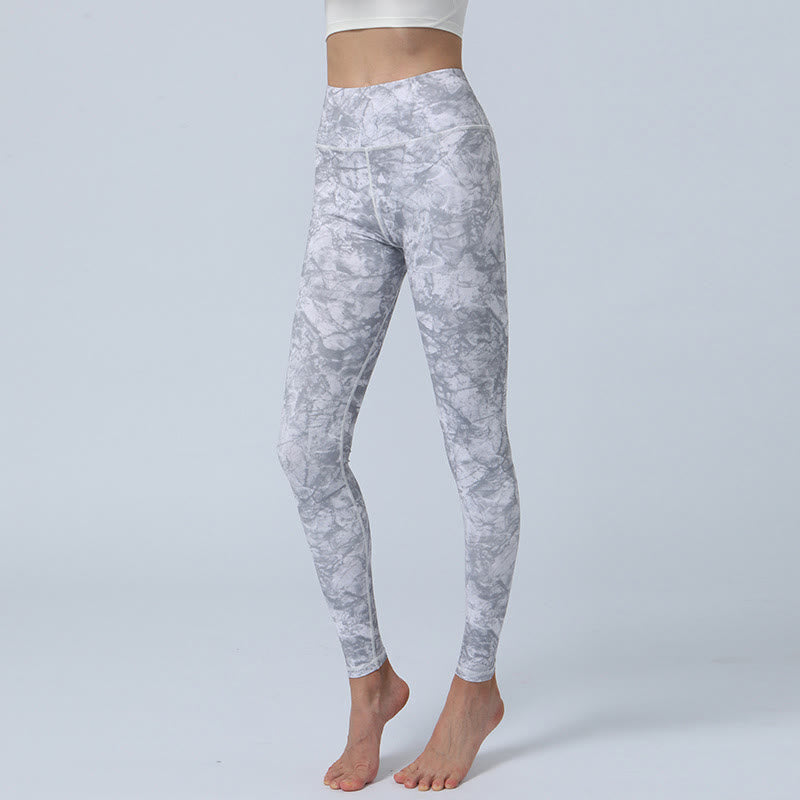 Buddha Stones flores hojas impresión deportes fitness yoga cintura alta polainas pantalones de yoga para mujer - Gris - US8-10, UK/AU12-14, EU40-42 (XL) - image 13