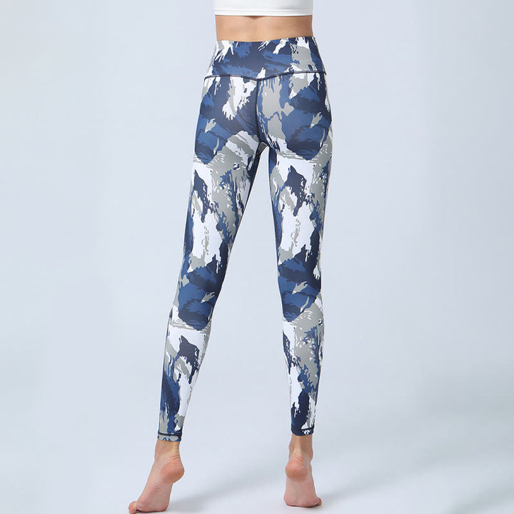 Buddha Stones flores hojas impresión deportes fitness yoga cintura alta polainas pantalones de yoga para mujer - image 3