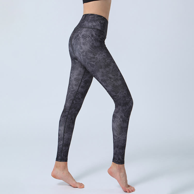 Buddha Stones flores hojas impresión deportes fitness yoga cintura alta polainas pantalones de yoga para mujer - image 6