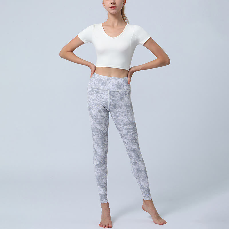 Buddha Stones flores hojas impresión deportes fitness yoga cintura alta polainas pantalones de yoga para mujer - image 14
