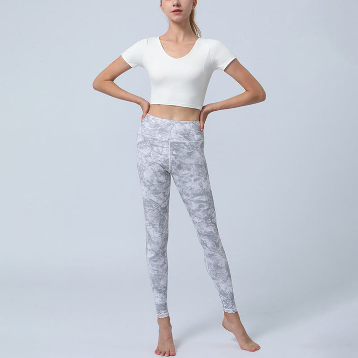 Buddha Stones flores hojas impresión deportes fitness yoga cintura alta polainas pantalones de yoga para mujer - image 14