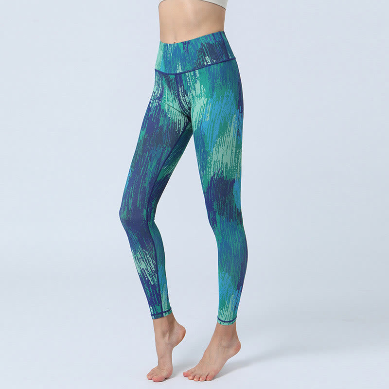 Patrón de Buddha Stones Deportes Fitness Yoga Leggings de cintura alta Pantalones de yoga para mujer - Verde Azul - US8-10, UK/AU12-14, EU40-42 (XL) - image 7