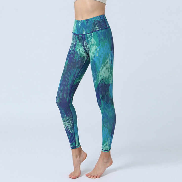 Patrón de Buddha Stones Deportes Fitness Yoga Leggings de cintura alta Pantalones de yoga para mujer - Verde Azul - US8-10, UK/AU12-14, EU40-42 (XL) - image 7