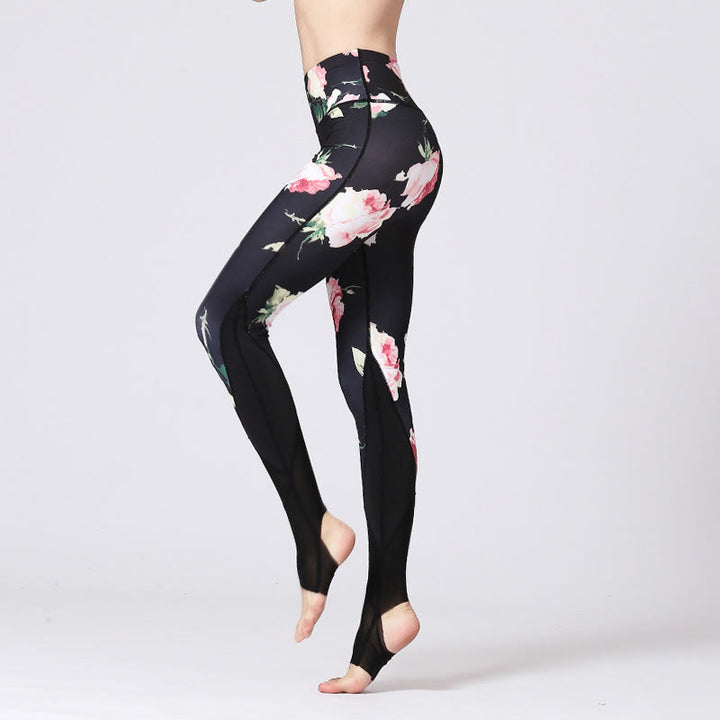 Buddha Stones Rose Peony Flower Print Design Sports Fitness Yoga Leggings Pantalones de yoga para mujer - Flor de rosa - US8-10, UK/AU12-14, EU40-42 (XL) - image 2
