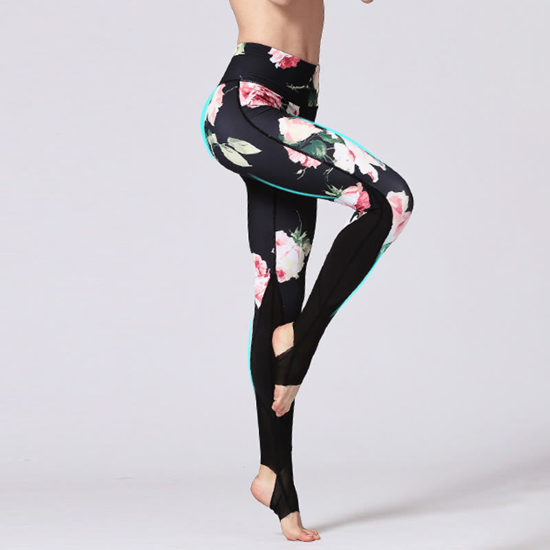 Buddha Stones Rose Peony Flower Print Design Sports Fitness Yoga Leggings Pantalones de yoga para mujer - image 2