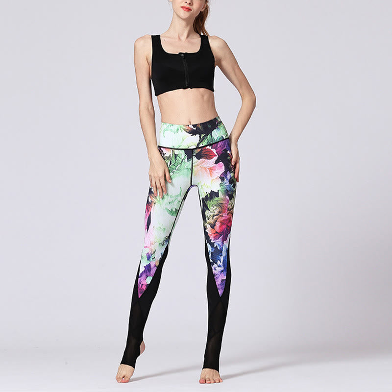 Buddha Stones Rose Peony Flower Print Design Sports Fitness Yoga Leggings Pantalones de yoga para mujer - image 12