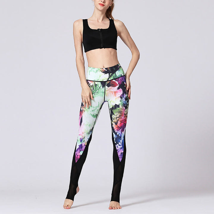 Buddha Stones Rose Peony Flower Print Design Sports Fitness Yoga Leggings Pantalones de yoga para mujer - image 12