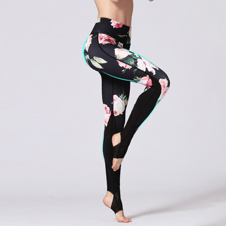 Buddha Stones Rose Peony Flower Print Design Sports Fitness Yoga Leggings Pantalones de yoga para mujer - image 3