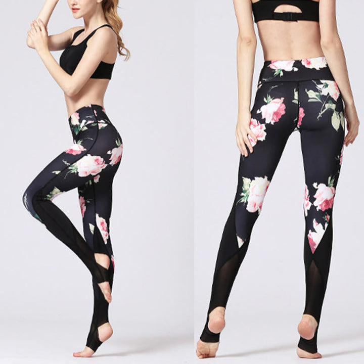 Buddha Stones Rose Peony Flower Print Design Sports Fitness Yoga Leggings Pantalones de yoga para mujer - image 7