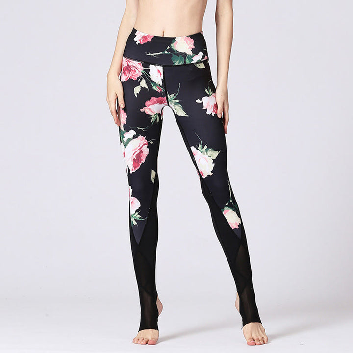 Buddha Stones Rose Peony Flower Print Design Sports Fitness Yoga Leggings Pantalones de yoga para mujer - image 3