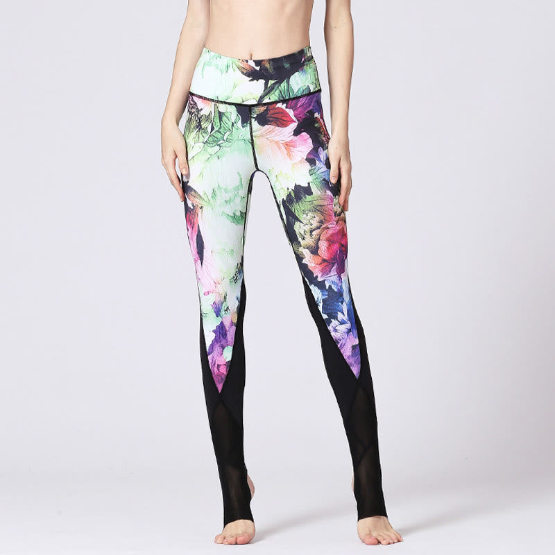 Buddha Stones Rose Peony Flower Print Design Sports Fitness Yoga Leggings Pantalones de yoga para mujer - image 9