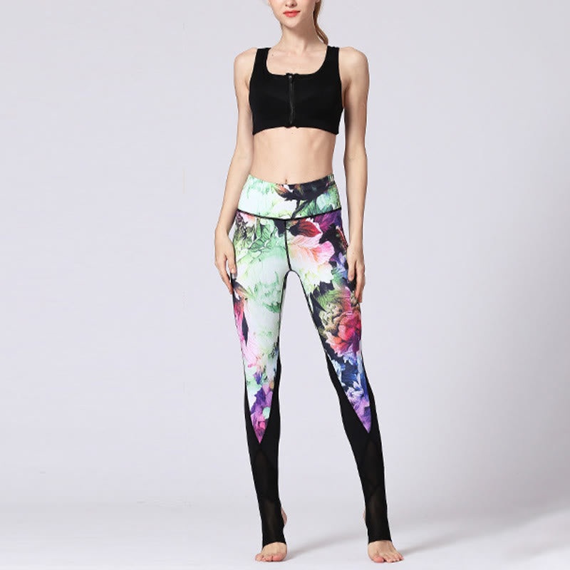 Buddha Stones Rose Peony Flower Print Design Sports Fitness Yoga Leggings Pantalones de yoga para mujer - image 13