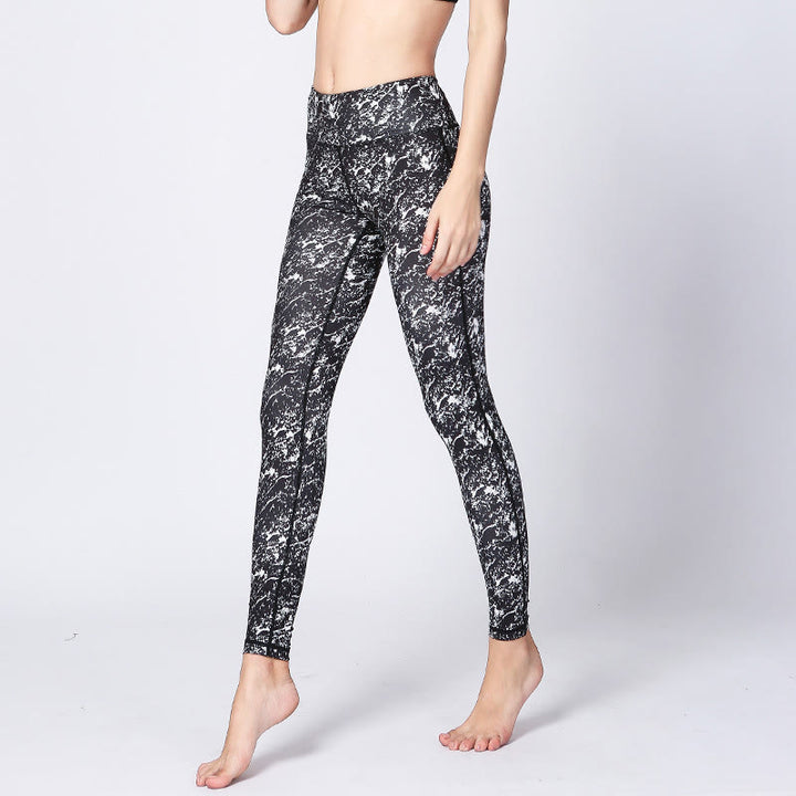 Buddha Stones Camo Print Deportes Fitness Yoga Leggings de cintura alta Pantalones de yoga para mujer - Blanco y negro - US8-10, UK/AU12-14, EU40-42 (XL) - image 6