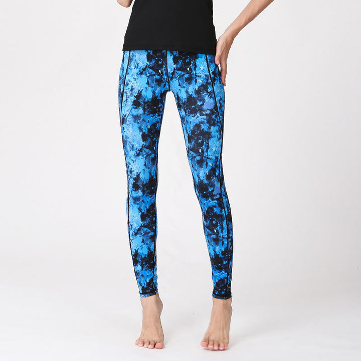 Buddha Stones Camo Print Deportes Fitness Yoga Leggings de cintura alta Pantalones de yoga para mujer - Azul Negro - US8-10, UK/AU12-14, EU40-42 (XL) - image 9