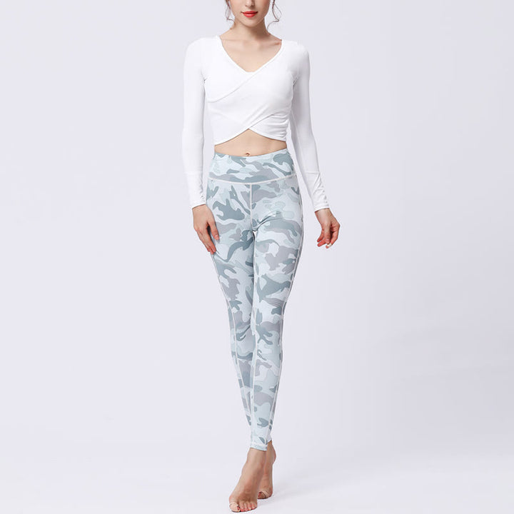 Buddha Stones Camo Print Deportes Fitness Yoga Leggings de cintura alta Pantalones de yoga para mujer - image 14