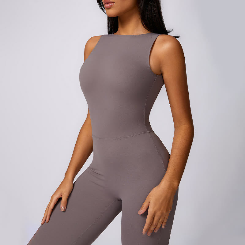 Buddha Stones Mono informal sin mangas para mujer, pantalones acampanados, mono deportivo para fitness y yoga - image 6