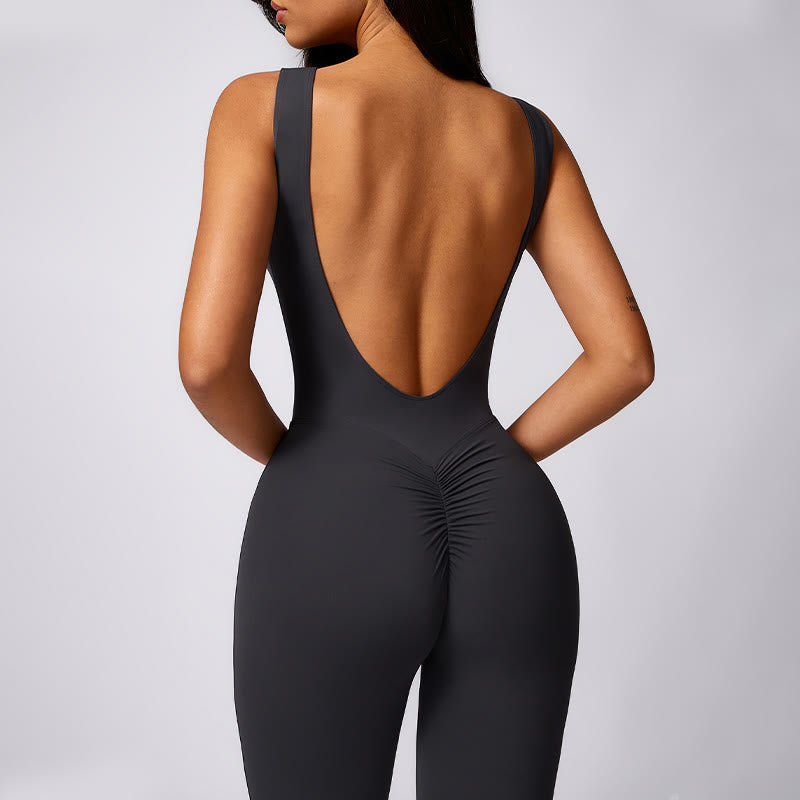 Buddha Stones Mono informal sin mangas para mujer, pantalones acampanados, mono deportivo para fitness y yoga - image 18