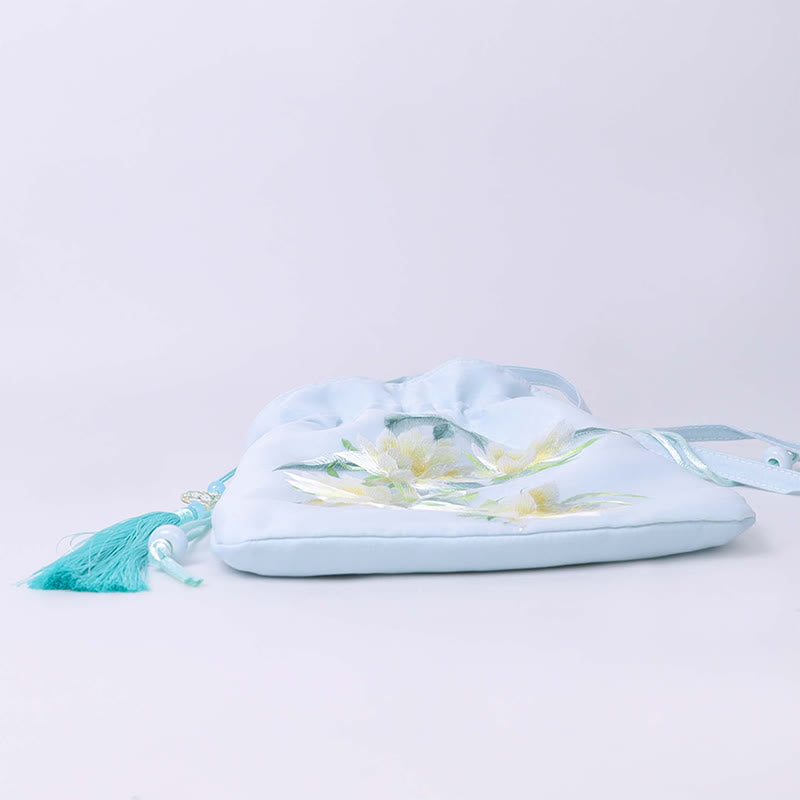 Buddha Stones Suzhou bordado Lotus Deer Epiphyllum peonía conejo algodón lino bolso bandolera bolso de hombro - image 4