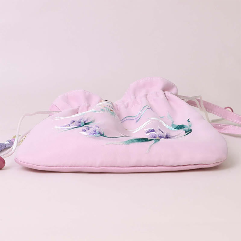 Buddha Stones Suzhou bordado Lotus Deer Epiphyllum peonía conejo algodón lino bolso bandolera bolso de hombro - image 11