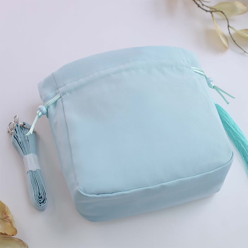 Bolso bandolera con bordado de Suzhou de Buddha Stones, con forma de conejo, loto, epifilo, peonía y magnolia