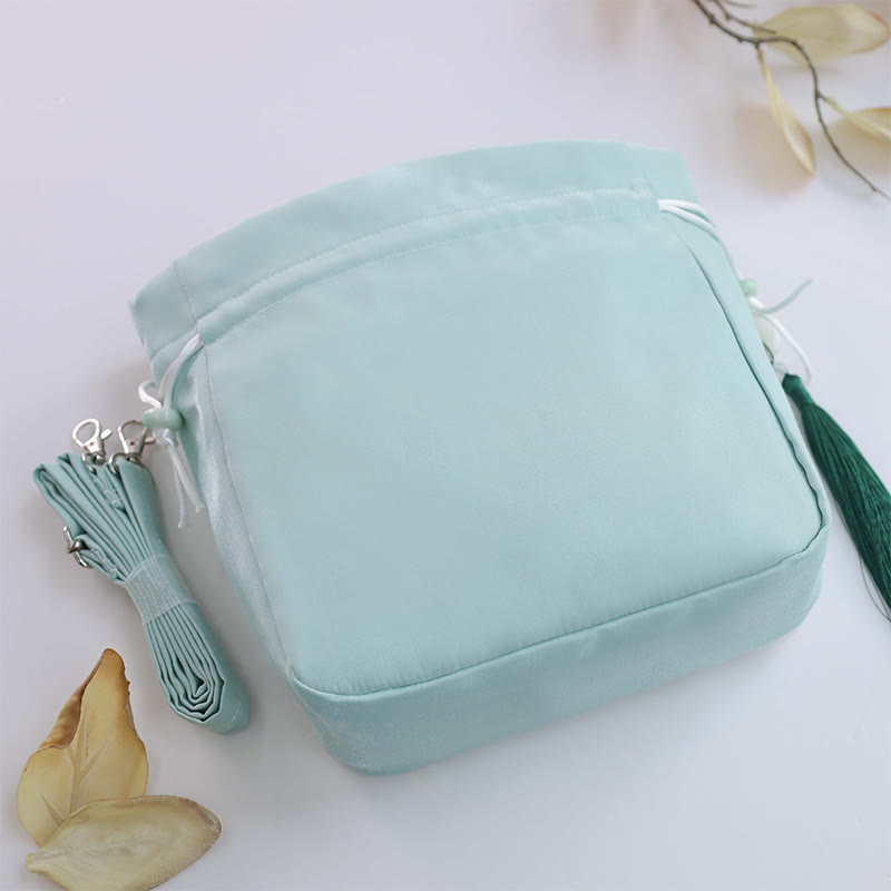 Bolso bandolera con bordado de Suzhou de Buddha Stones, con forma de conejo, loto, epifilo, peonía y magnolia