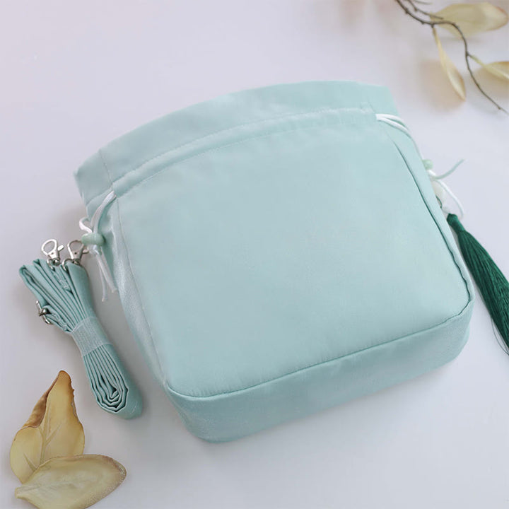 Bolso bandolera con bordado de Suzhou de Buddha Stones, con forma de conejo, loto, epifilo, peonía y magnolia