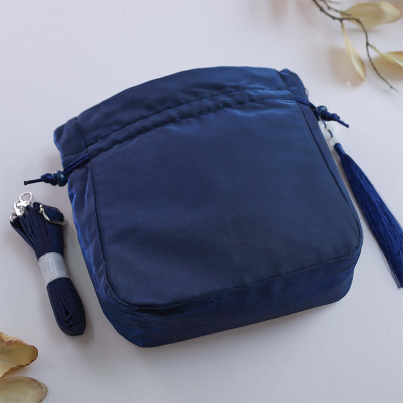 Bolso bandolera con bordado de Suzhou de Buddha Stones, con forma de conejo, loto, epifilo, peonía y magnolia