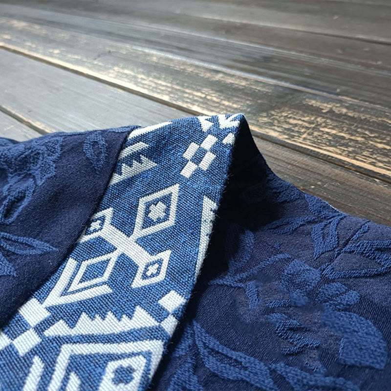 Buddha Stones Chaqueta de manga larga con cuello en V y estampado de flores en jacquard - image 9