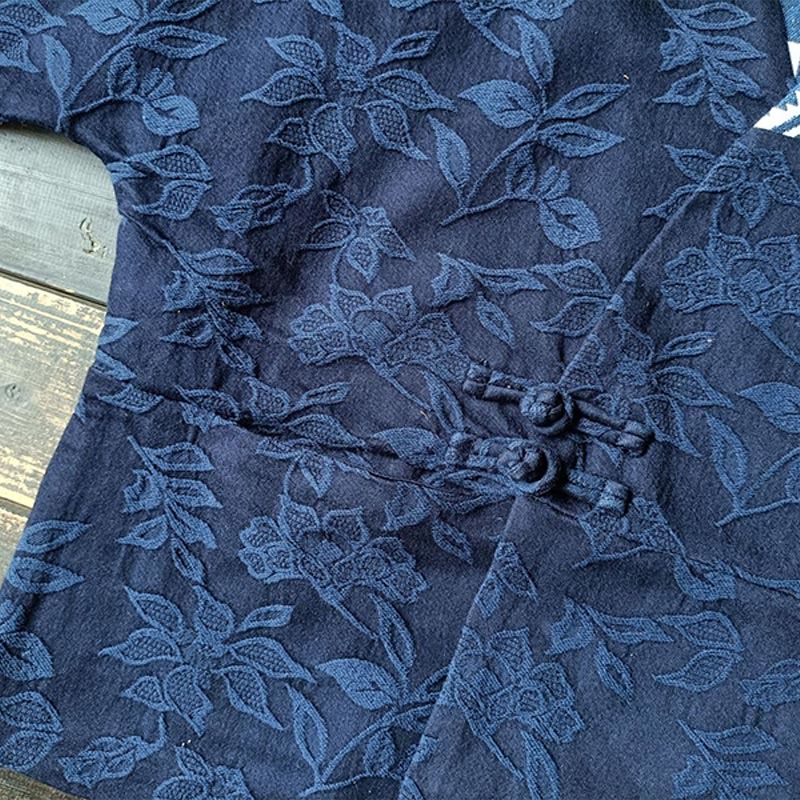 Buddha Stones Chaqueta de manga larga con cuello en V y estampado de flores en jacquard - image 10