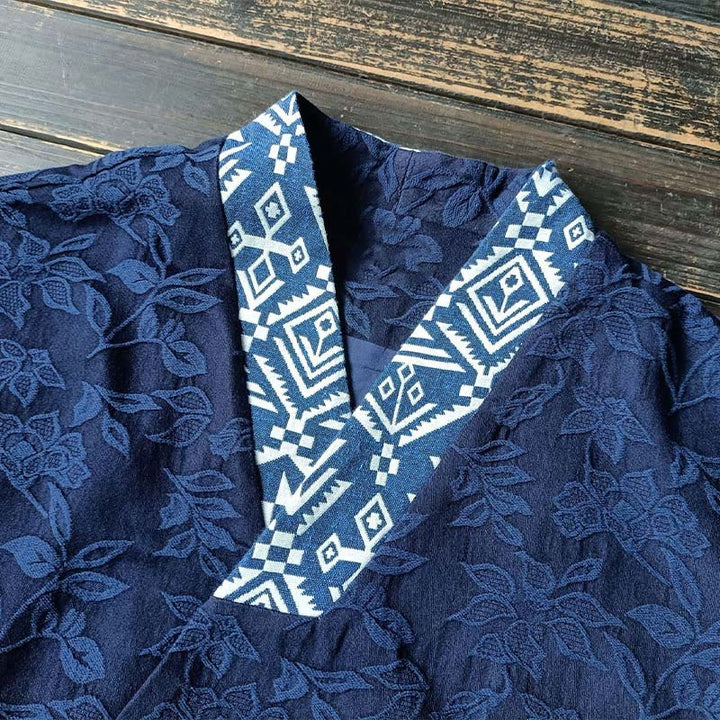 Buddha Stones Chaqueta de manga larga con cuello en V y estampado de flores en jacquard - image 7