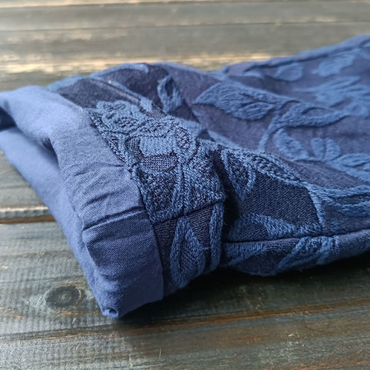 Buddha Stones Chaqueta de manga larga con cuello en V y estampado de flores en jacquard - image 13