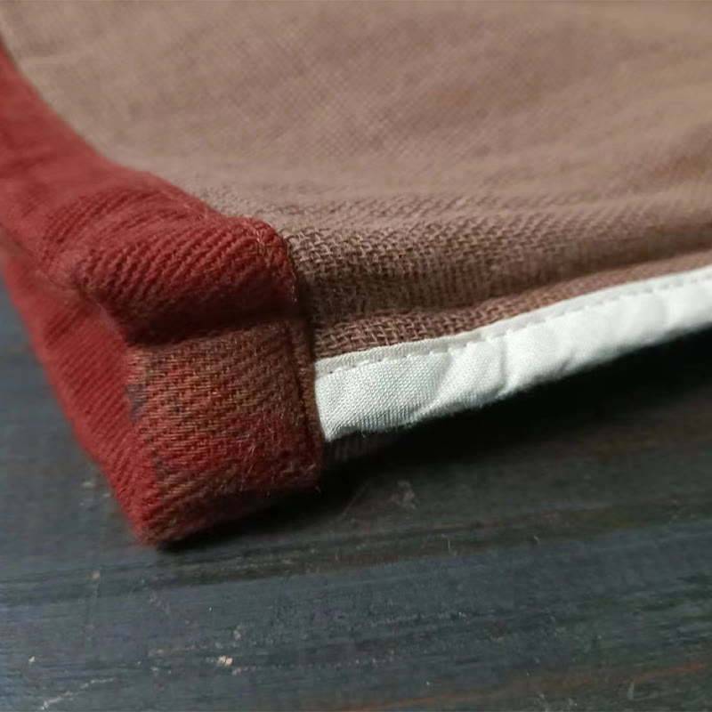 Chaqueta de lino y algodón con botones de rana y bolsillos abiertos en la parte delantera, con Buddha Stones