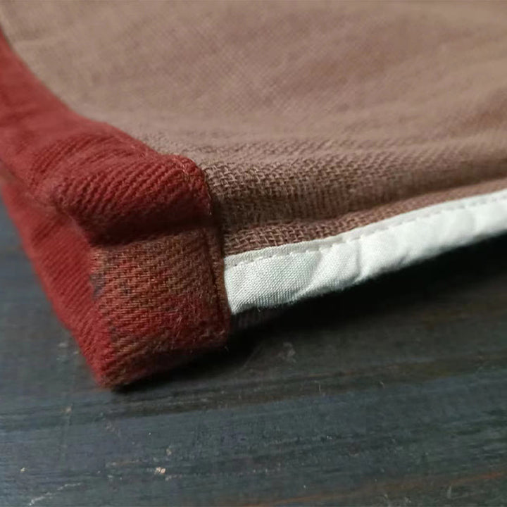 Chaqueta de lino y algodón con botones de rana y bolsillos abiertos en la parte delantera, con Buddha Stones