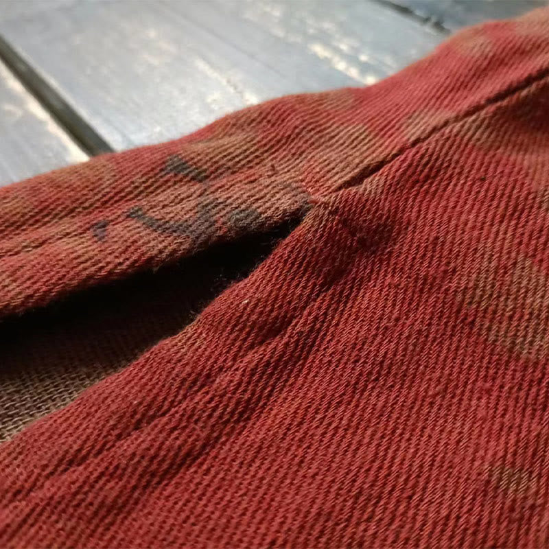 Chaqueta de lino y algodón con botones de rana y bolsillos abiertos en la parte delantera, con Buddha Stones