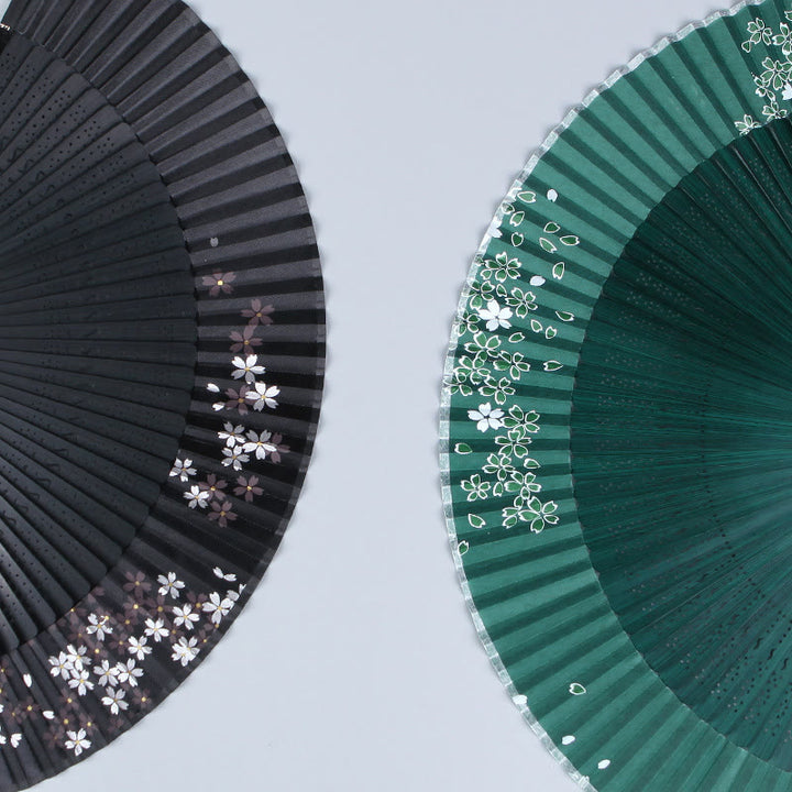 Buddha Stones Abanico plegable de bambú de seda con diseño de flor de cerezo Sakura y camelia de 21 cm - image 6