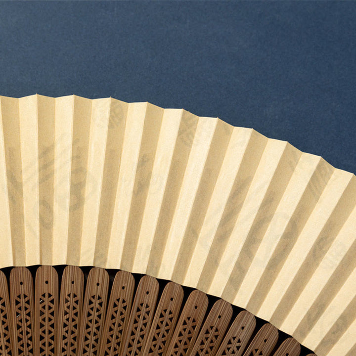 Buddha Stones Abanico plegable de bambú de seda de mano con diseño de libélula, gansos salvajes y flor de ciruelo, 22,5 cm - image 5