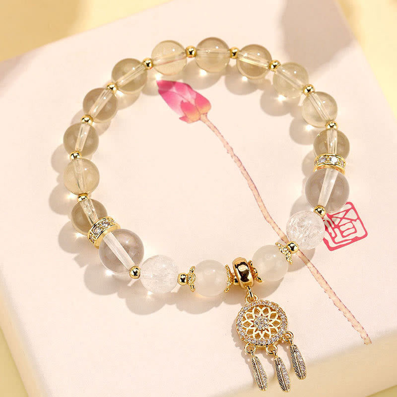 Buddha Stones Pulsera curativa atrapasueños de cristal de amatista y cuarzo fresa verde - Cuarzo limón (circunferencia de la muñeca 14-16 cm) - image 15