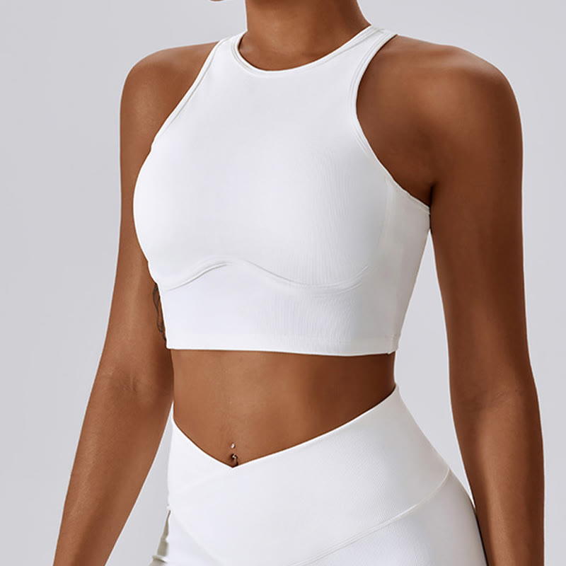 Top corto sin mangas con Buddha Stones y pantalones acampanados para deportes, fitness y yoga - image 2