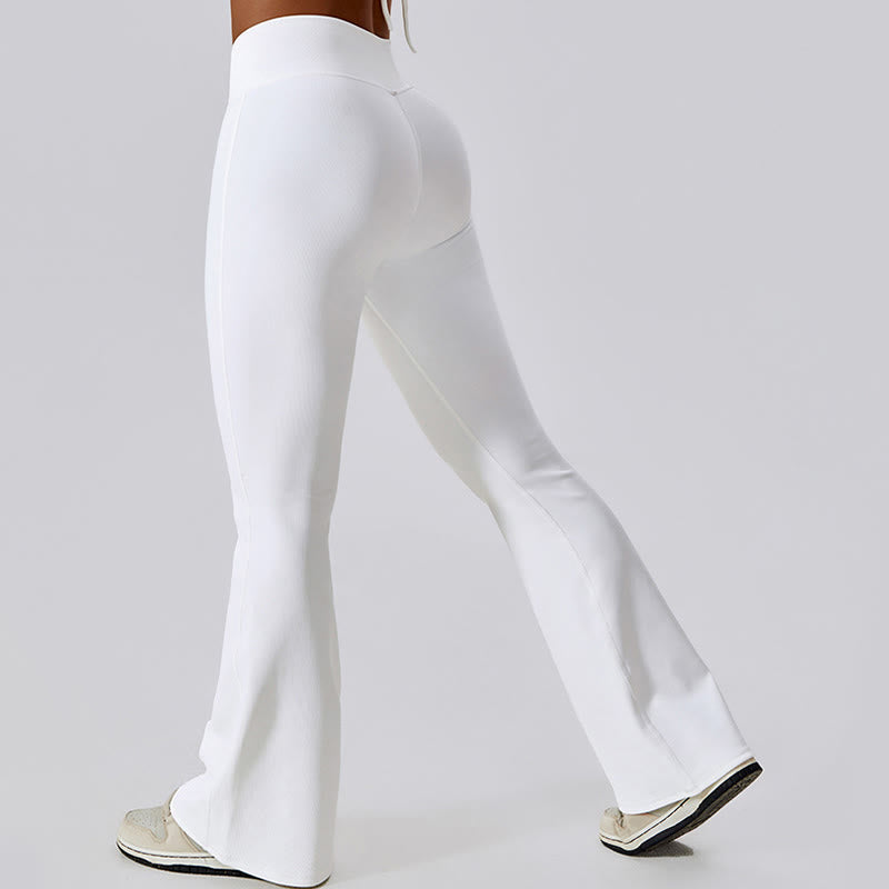 Top corto sin mangas con Buddha Stones y pantalones acampanados para deportes, fitness y yoga