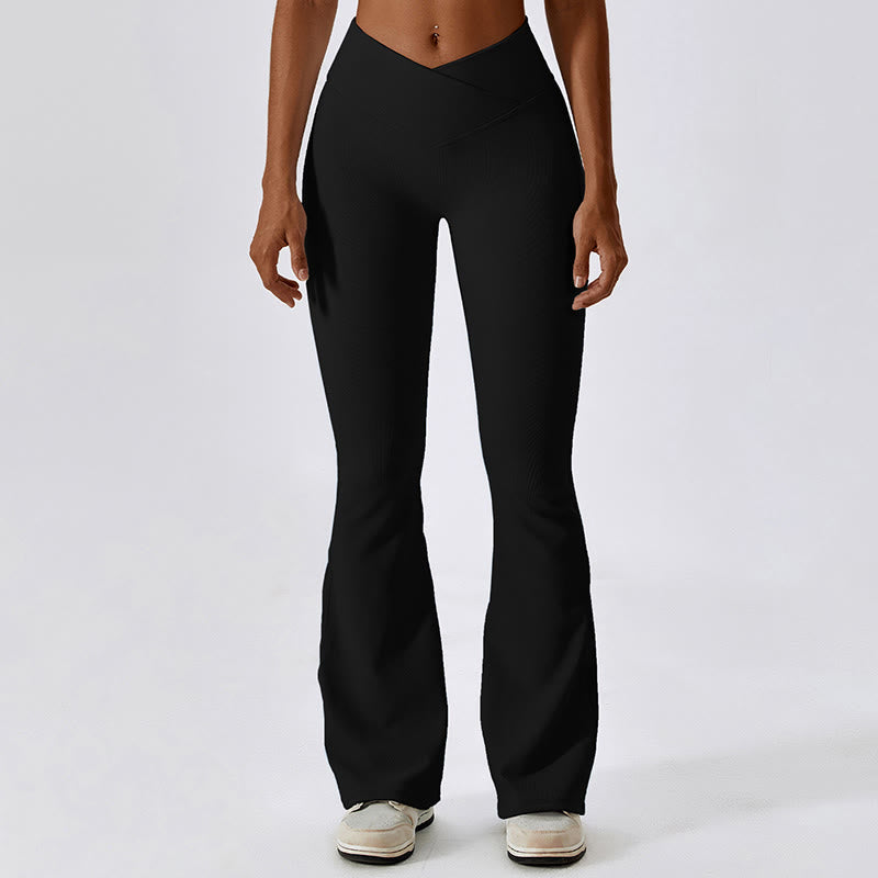 Top corto sin mangas con Buddha Stones y pantalones acampanados para deportes, fitness y yoga