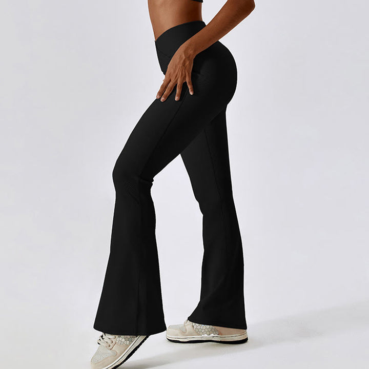Top corto sin mangas con Buddha Stones y pantalones acampanados para deportes, fitness y yoga