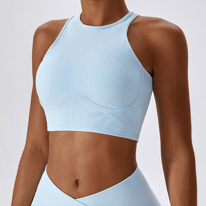 Top corto sin mangas con Buddha Stones y pantalones acampanados para deportes, fitness y yoga