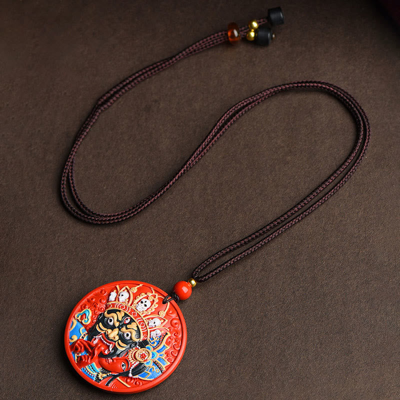 Buddha Stones Colgante de collar con bendición de cinabrio pintado de la diosa Zakiram de la riqueza - image 6