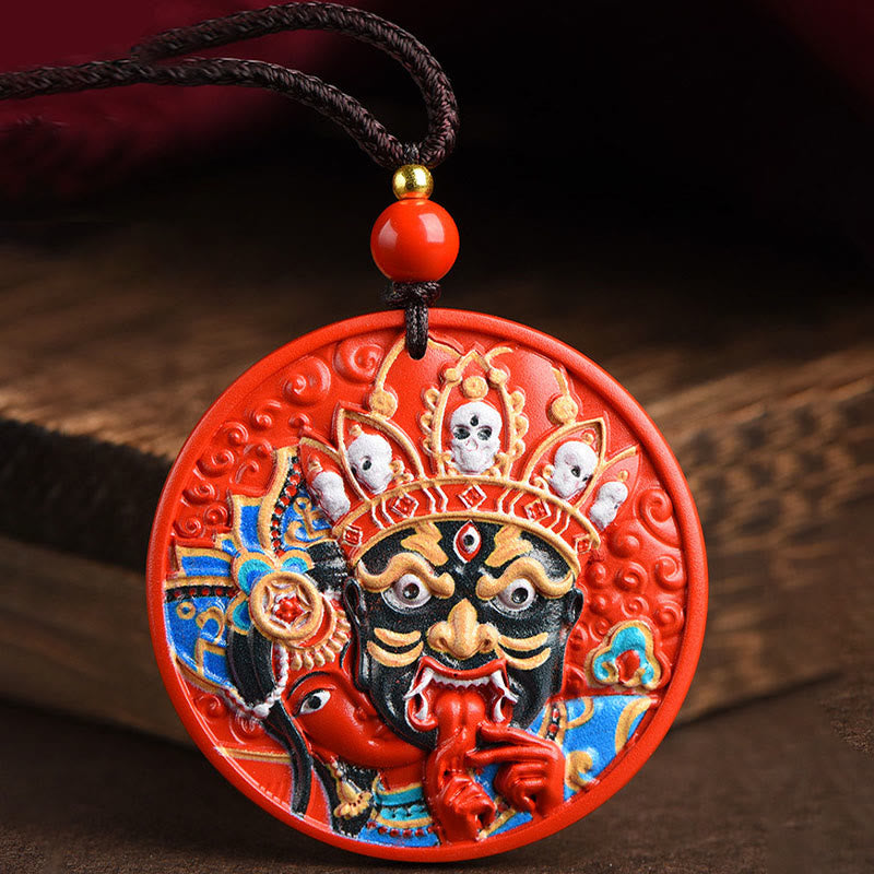 Buddha Stones Colgante de collar con bendición de cinabrio pintado de la diosa Zakiram de la riqueza - image 3