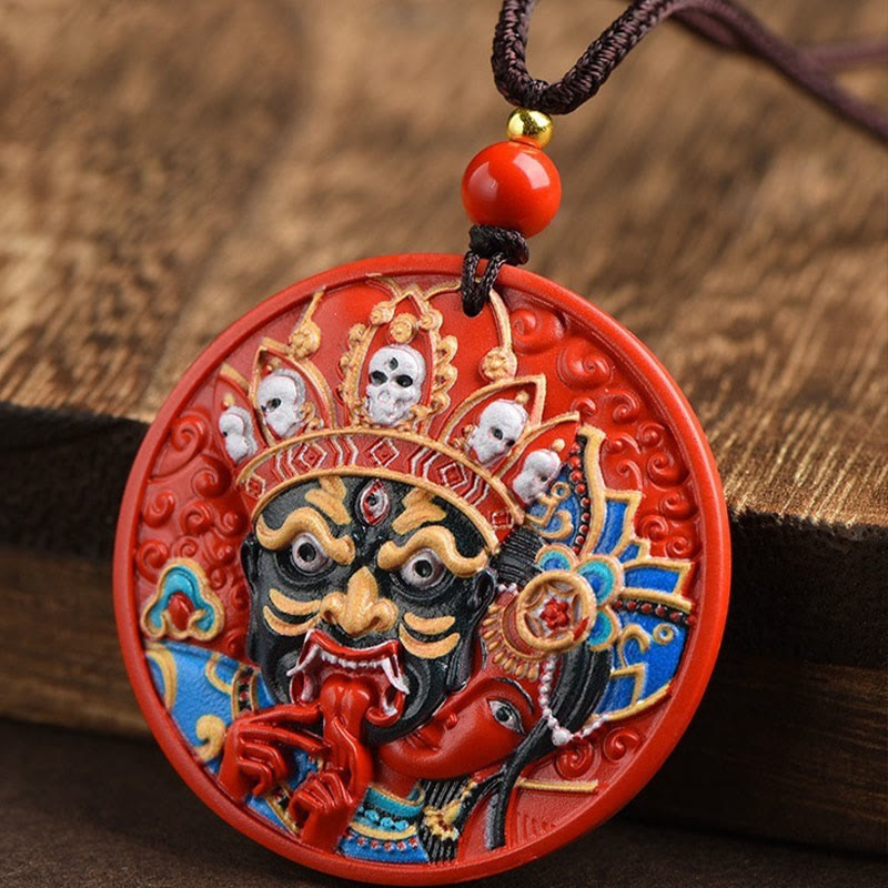 Buddha Stones Colgante de collar con bendición de cinabrio pintado de la diosa Zakiram de la riqueza - image 8