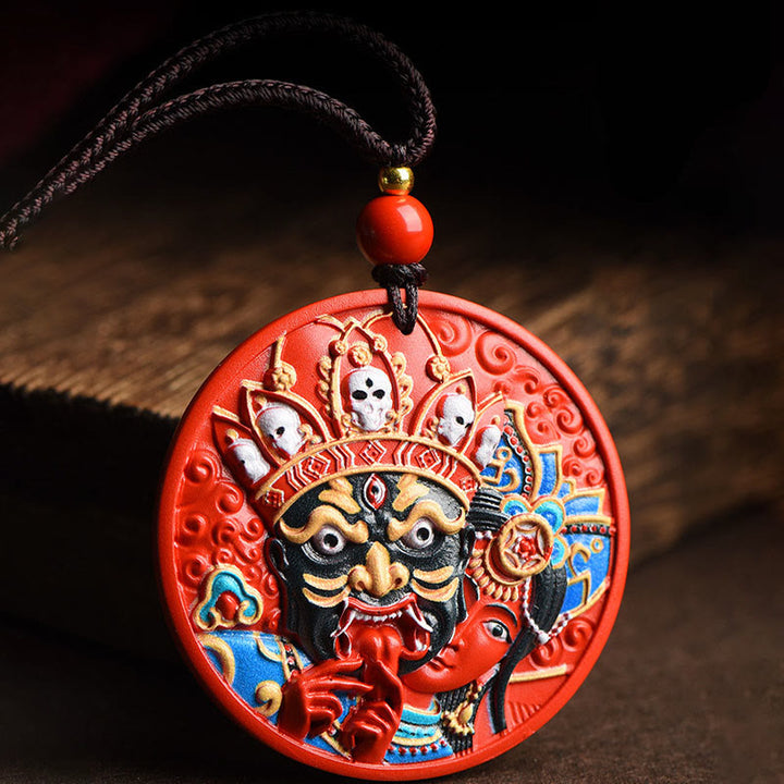 Buddha Stones Colgante de collar con bendición de cinabrio pintado de la diosa Zakiram de la riqueza - image 7