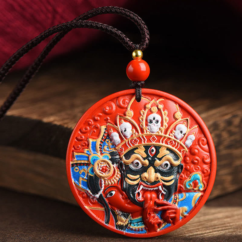Buddha Stones Colgante de collar con bendición de cinabrio pintado de la diosa Zakiram de la riqueza - image 4