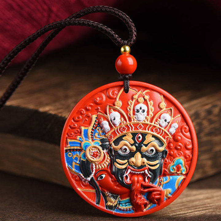 Buddha Stones Colgante de collar con bendición de cinabrio pintado de la diosa Zakiram de la riqueza - image 4