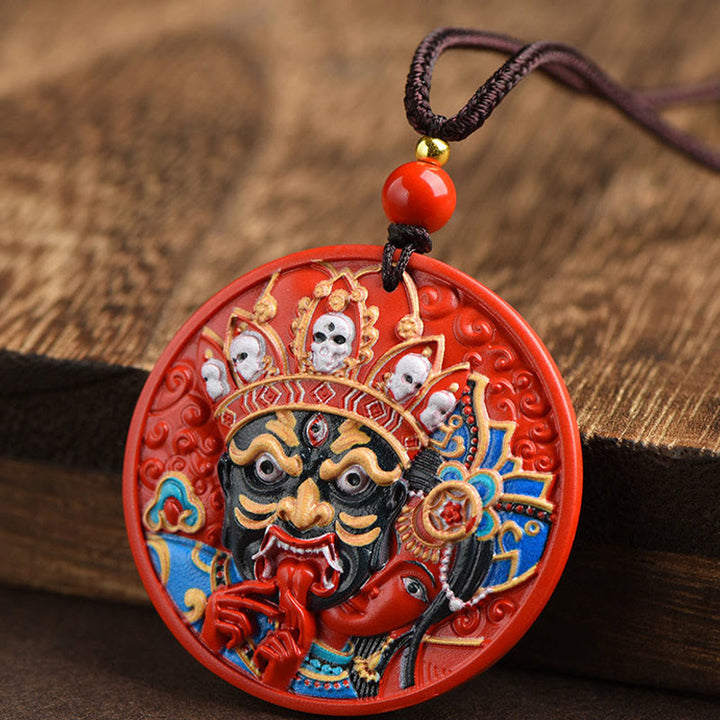Buddha Stones Colgante de collar con bendición de cinabrio pintado de la diosa Zakiram de la riqueza - image 5