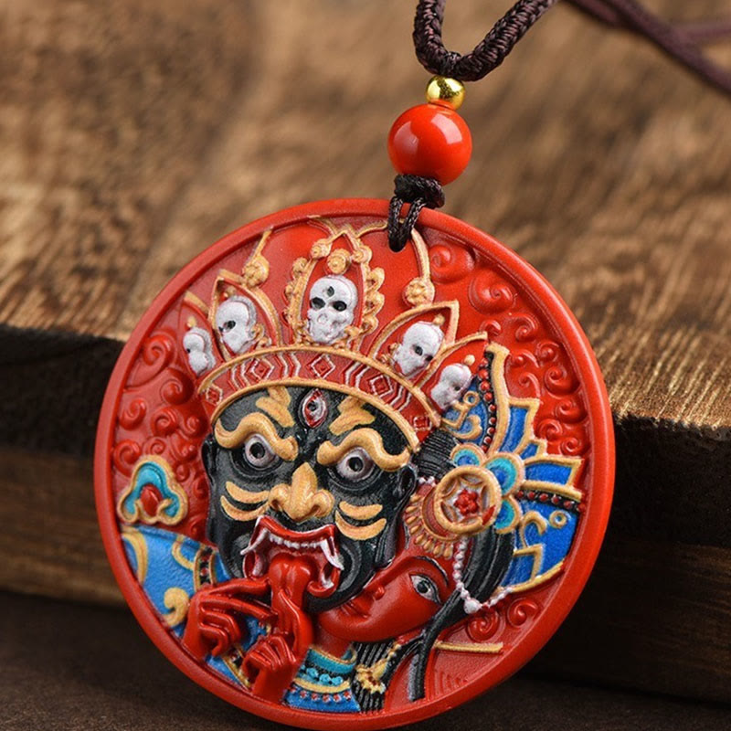 Buddha Stones Colgante de collar con bendición de cinabrio pintado de la diosa Zakiram de la riqueza - image 9